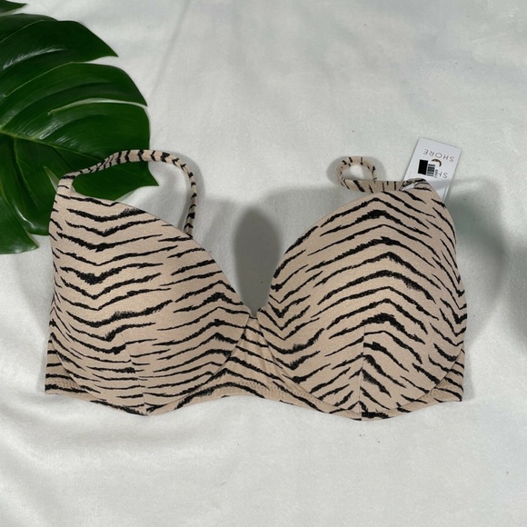 NWT Shade & Shore [ 34DD ] Light Lift‎ Bralette Bikini Top Tan Animal Lurex - Picture 4 of 12